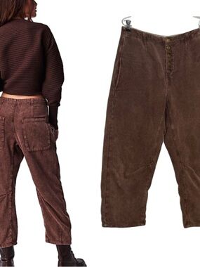 We the Free Osaka Mid Rise Barrel Corduroy Jeans in Brown size 29